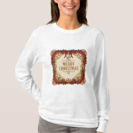 クリスマスのビンテージ装飾ゴールドフレーム Tシャツ