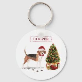 クリスマスのビーグルとツリー キーホルダー