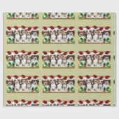 クリスマスのビーグル犬の子犬の緑の包装紙 ラッピングペーパー (フラット)