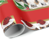 クリスマスのビーグル犬の子犬の赤い包装紙 ラッピングペーパー (ロールコーナー)