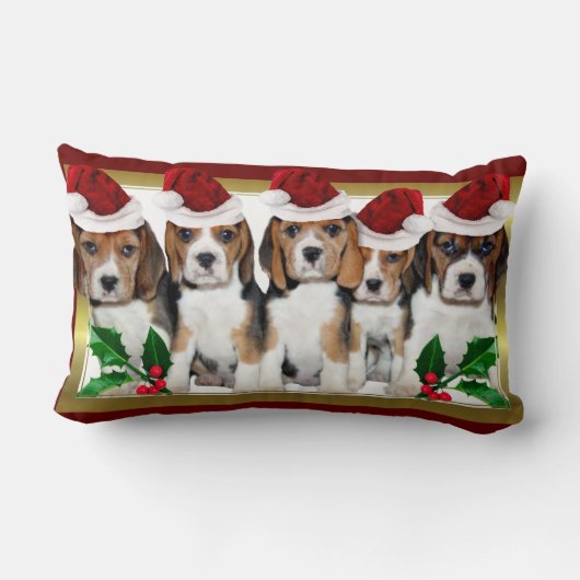 クリスマスのビーグル犬の子犬のlumbarの枕 ランバークッション (裏面)
