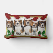 クリスマスのビーグル犬の子犬のlumbarの枕 ランバークッション (正面)