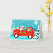 クリスマスのビーグル犬犬のギフトの配達用トラックカード カード (黄色い花)