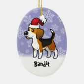 クリスマスのビーグル犬(あなたのペットネームを加えて下さい) セラミックオーナメント (裏面)