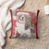 クリスマスのビーグル犬 クッション (ブランケット)