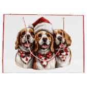 クリスマスのビーグル犬 ラージペーパーバッグ (裏面)