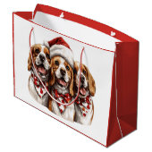 クリスマスのビーグル犬 ラージペーパーバッグ (裏面アングル)