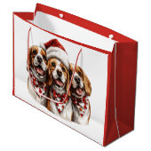クリスマスのビーグル犬 ラージペーパーバッグ (正面アングル)