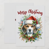 クリスマスのビーグル 田舎家風クリスマス シーズンカード (正面/裏面)