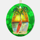 クリスマスのビーチの日没 セラミックオーナメント (左)