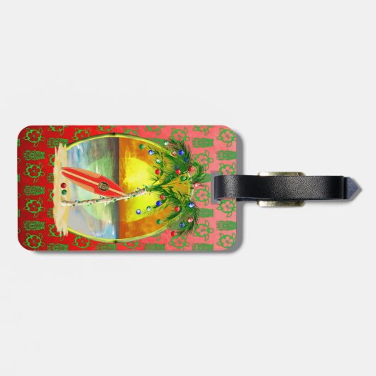 クリスマスのビーチの日没 ラゲッジタグ (裏面横)