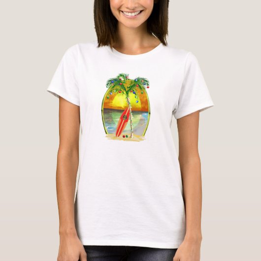 クリスマスのビーチの日没 Tシャツ (正面)