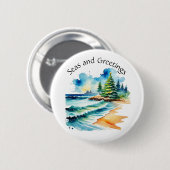 クリスマスのビーチボタン 缶バッジ (正面&裏面)