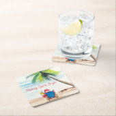 クリスマスのビーチ スクエアペーパーコースター (インサイチュ)