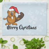クリスマスのビーバーのふきん キッチンタオル (折り畳み)