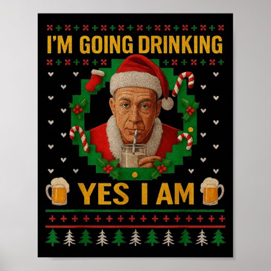 クリスマスのビールとお酒でお祝いします ポスター (正面)