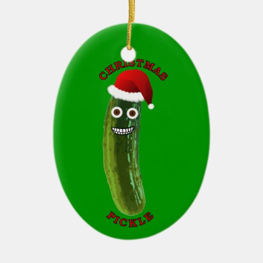 クリスマスのピクルスの木のオーナメントのギフト セラミックオーナメント (正面)