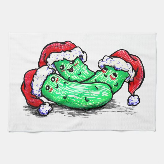 クリスマスのピクルス キッチンタオル (横)
