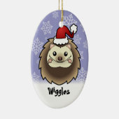 クリスマスのピグミーのハリネズミ(あなたのペットネームを加えて下さい) セラミックオーナメント (右)