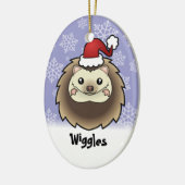 クリスマスのピグミーのハリネズミ(あなたのペットネームを加えて下さい) セラミックオーナメント (左)