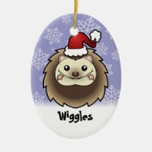 クリスマスのピグミーのハリネズミ(あなたのペットネームを加えて下さい) セラミックオーナメント (正面)