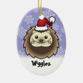 クリスマスのピグミーのハリネズミ(あなたのペットネームを加えて下さい) セラミックオーナメント (裏面)
