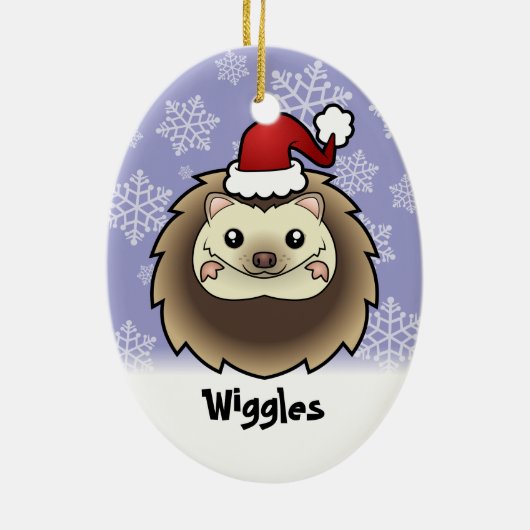 クリスマスのピグミーのハリネズミ(あなたのペットネームを加えて下さい) セラミックオーナメント (裏面)