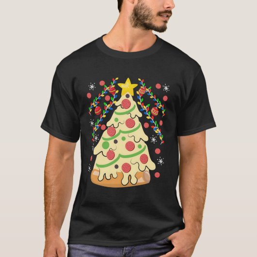 クリスマスのピザの醜いセーター Tシャツ (正面)