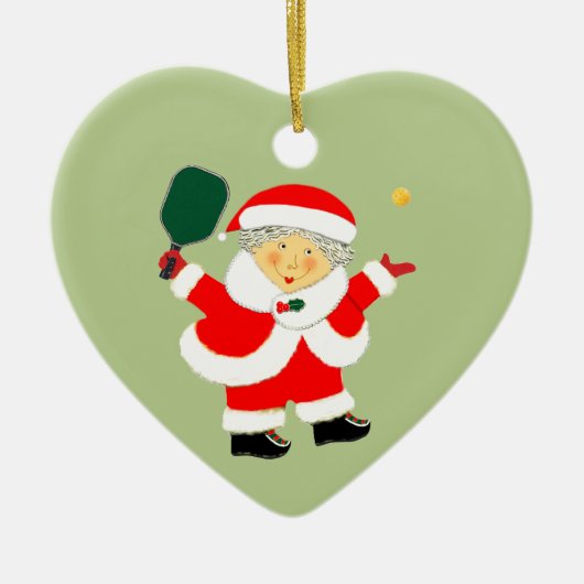クリスマスのピックルボール セラミックオーナメント (正面)
