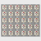 クリスマスのピットブルの子犬の包装紙 ラッピングペーパー (フラット)