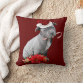 クリスマスのピットブルの子犬 クッション (ブランケット)