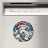 クリスマスのピットブル サンタの子犬 マグネット (インサイチュ (食洗機))
