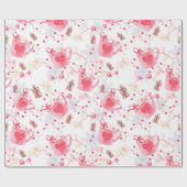 クリスマスのピンクの熱いココア ラッピングペーパー (フラット)