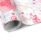 クリスマスのピンクの熱いココア ラッピングペーパー (ロールコーナー)