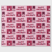 クリスマスのピンク赤ダークレッド幾何学的スタイル ラッピングペーパー (フラット)