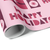 クリスマスのピンク赤ダークレッド幾何学的スタイル ラッピングペーパー (ロールコーナー)