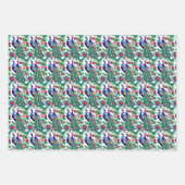 クリスマスのピーコックとポインセチア ラッピングペーパーシート (正面3)