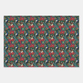 クリスマスのピーコックとポインセチア ラッピングペーパーシート (正面2)