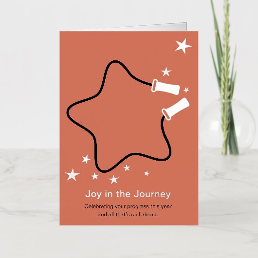 クリスマスのフィットネス 飛ばしてJoy 箔グリーティングカード (正面)