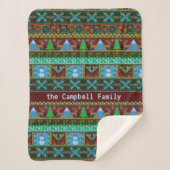 クリスマスのフェイクなニットの雪だるまのトナカイ|の姓 シェルパブランケット (正面)