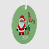 クリスマスのフェイスマスク サンタ ジン鹿 エスニック 2020 オーナメント (正面)