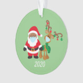 クリスマスのフェイスマスク サンタ ジン鹿 エスニック 2020 オーナメント (正面)