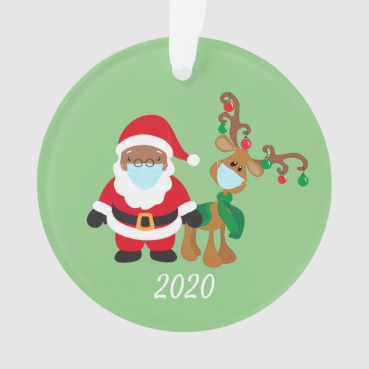 クリスマスのフェイスマスク サンタ ジン鹿 エスニック 2020 オーナメント (正面)