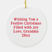 クリスマスのフェスティバルを祈る | 休日格言 セラミックオーナメント (裏面)