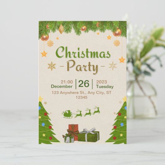 クリスマスのフェスティバルパーティの招待状 招待状 (スタンド正面)