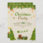 クリスマスのフェスティバルパーティの招待状 招待状 (正面/裏面)