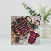 クリスマスのフェスティブなバスケット出産発表 招待状 (スタンド正面)