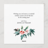 クリスマスのフェスティブなホリーリースの挨拶 シーズンカード (裏面)