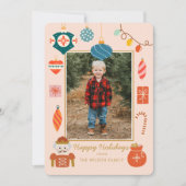 クリスマスのフェスティブオーナメントホリデー写真 シーズンカード (正面)