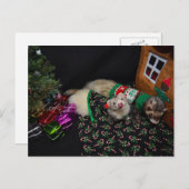クリスマスのフェレットの郵便はがき シーズンポストカード (正面/裏面)